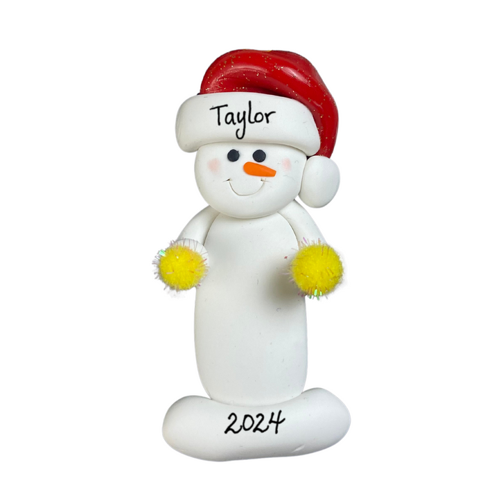 Snowman Cheerleader Yellow Ornament