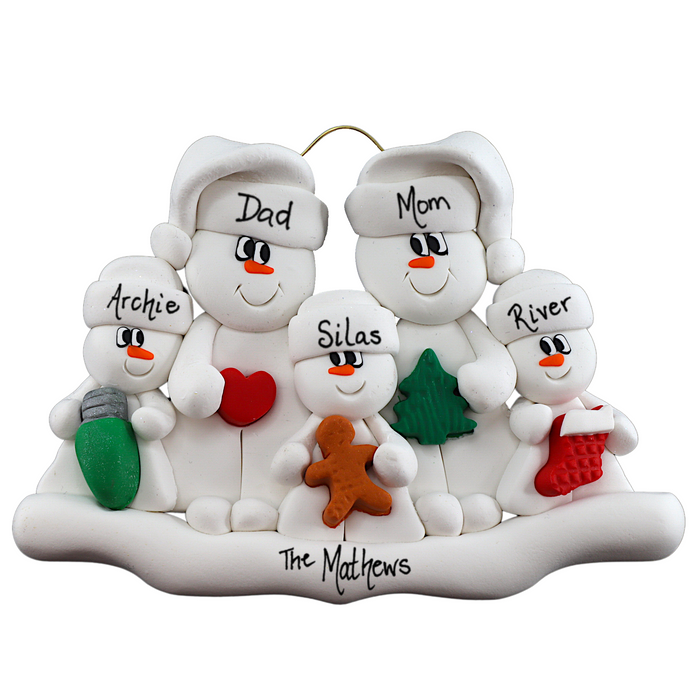 Christmas Family of 5 Ornament