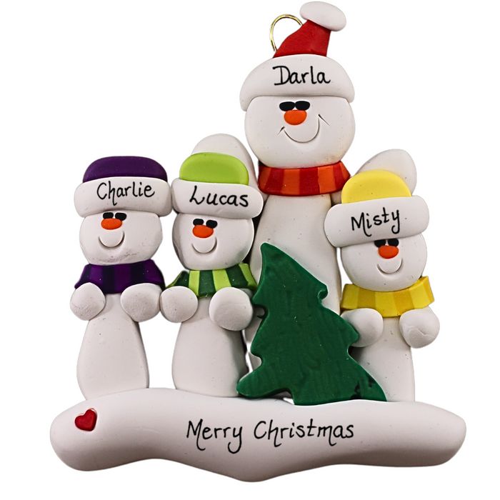 Single Parent Tree Family of 4 Ornament