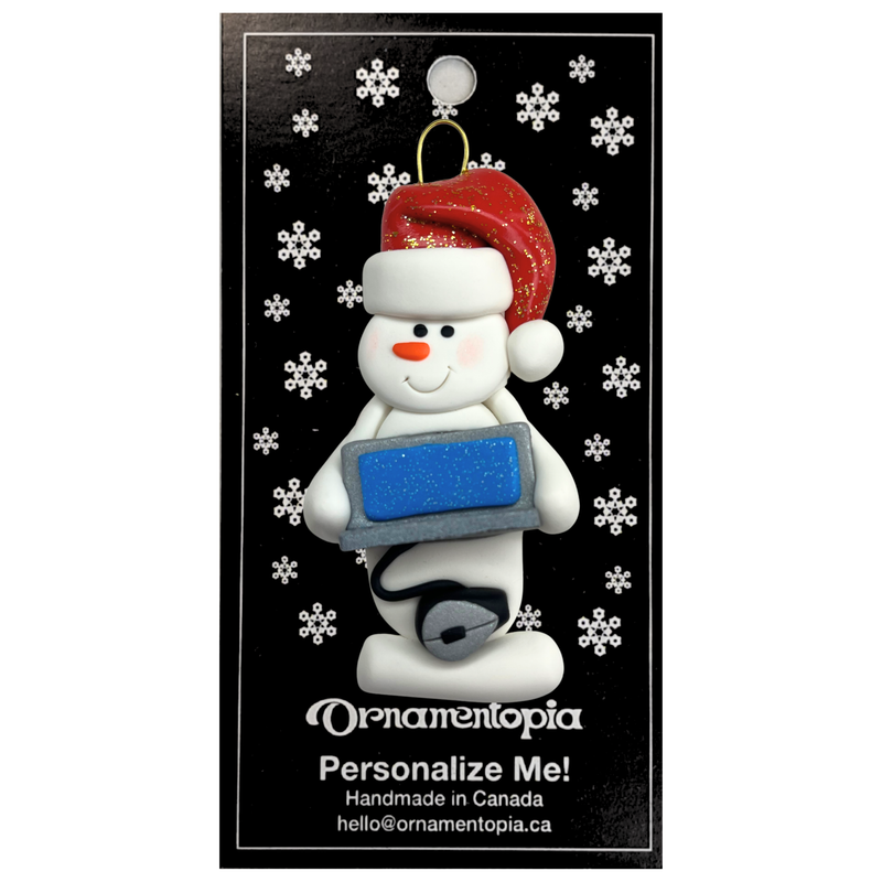 Snowman Computer Whiz Christmas Ornament (new)