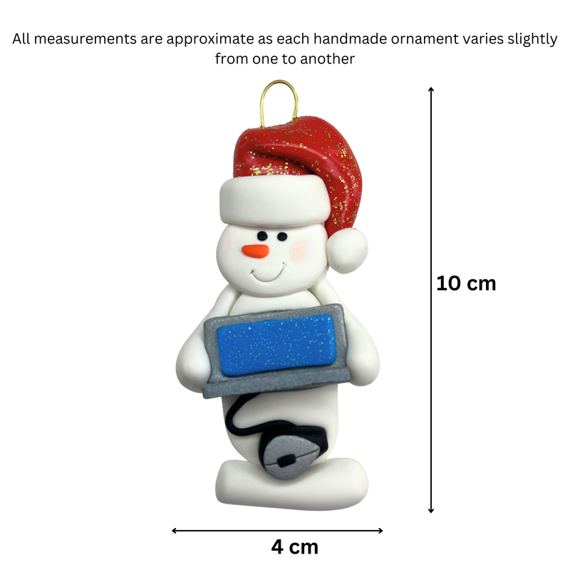 Snowman Computer Whiz Christmas Ornament (new)