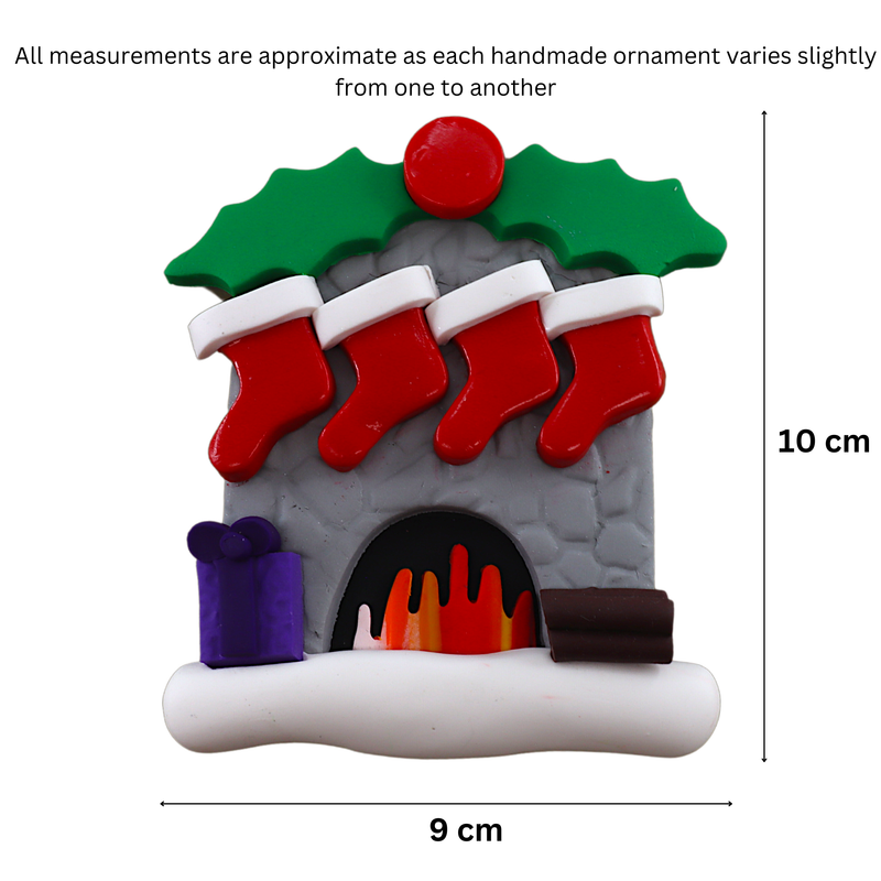 Fireplace Family of 4 Christmas Ornament