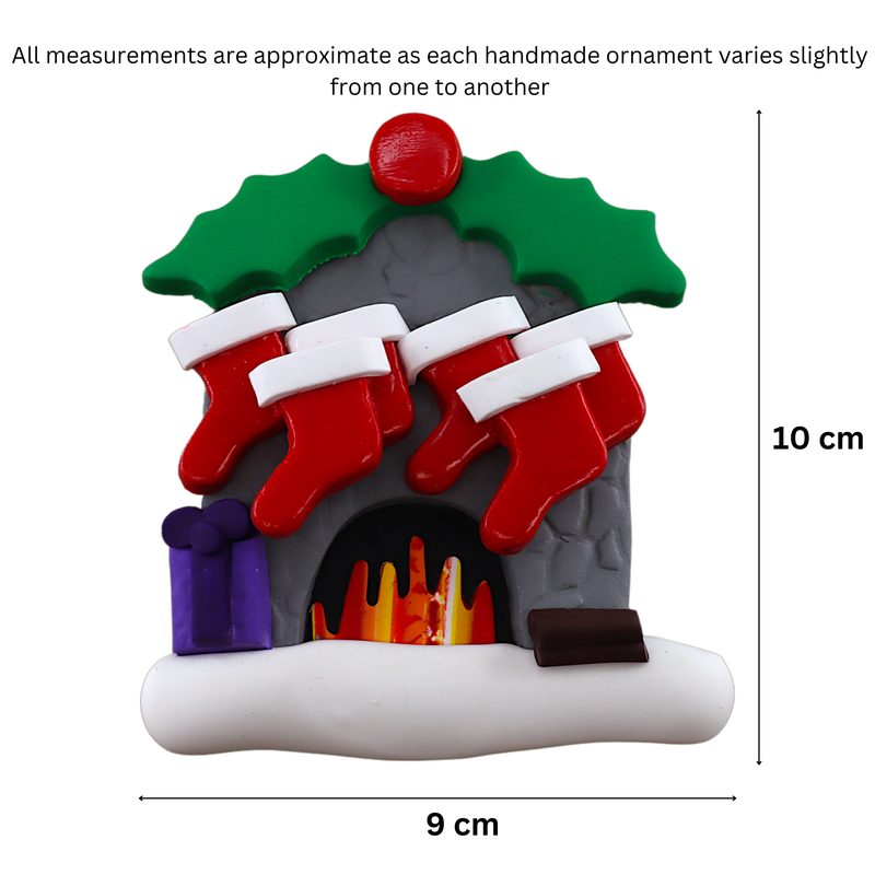 Fireplace Family of 6 Christmas Ornament