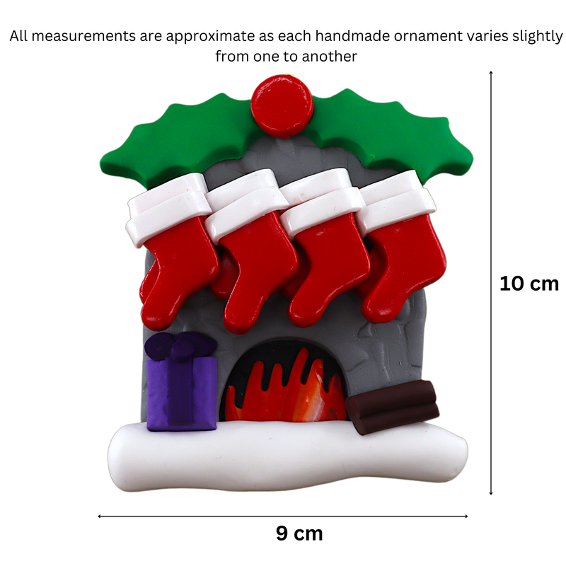 Fireplace Family of 8 Christmas Ornament