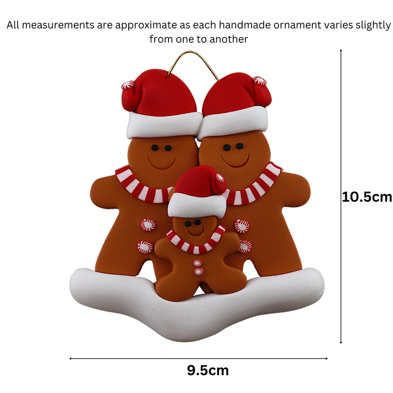 Gingerbread Family of 3 Christmas Ornament