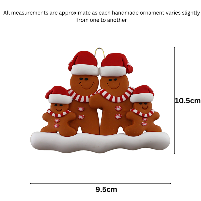 Gingerbread Family of 4 Christmas Ornament
