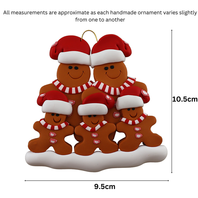 Gingerbread Family of 5 Christmas Ornament