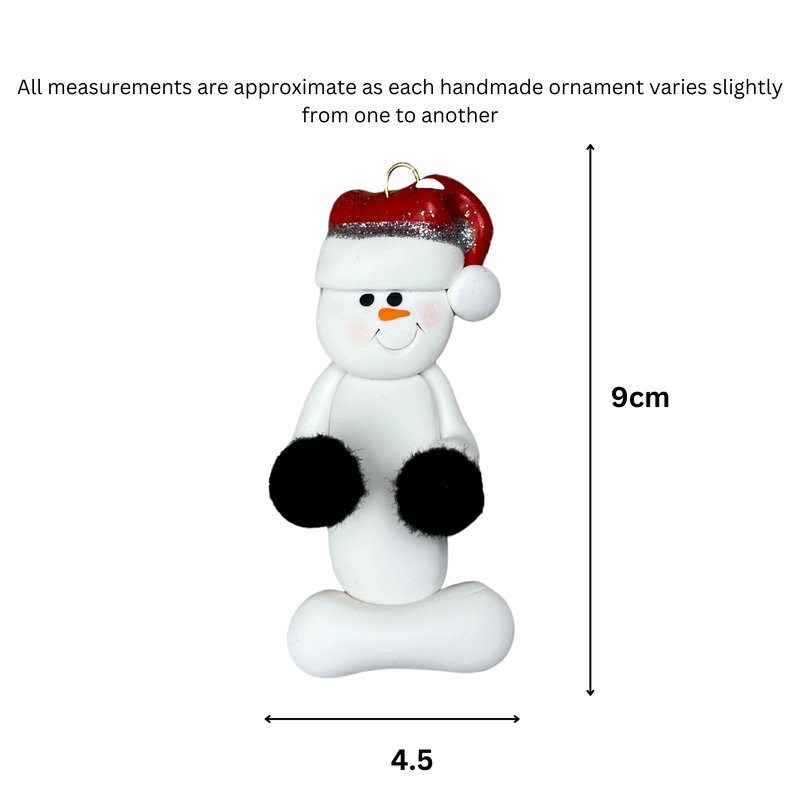 Snowman Cheerleader Christmas Ornament - Black