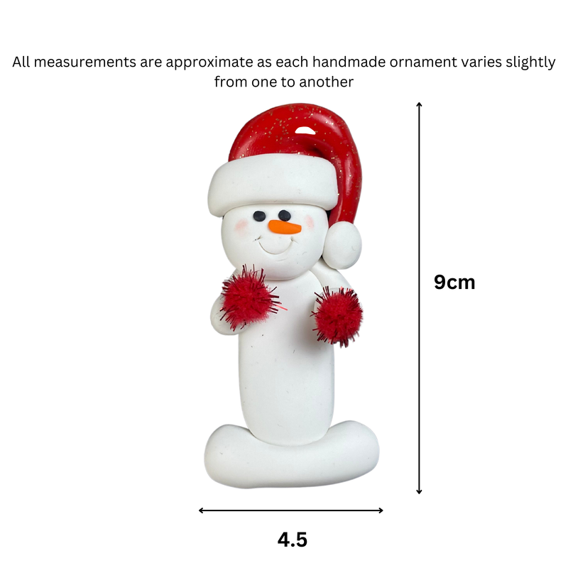 Snowman Cheerleader Christmas Ornament - Red
