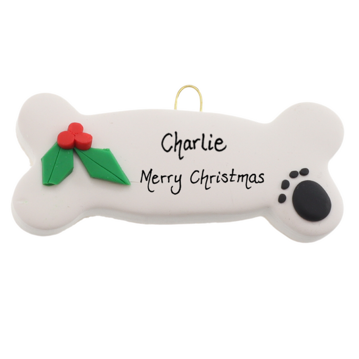 Dog Bone with Holly Ornament