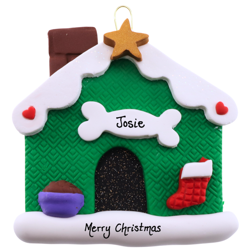 Doghouse Green Christmas Ornament