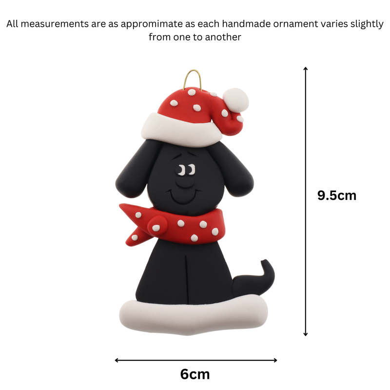 Polka Dot Dog Black Christmas Ornament