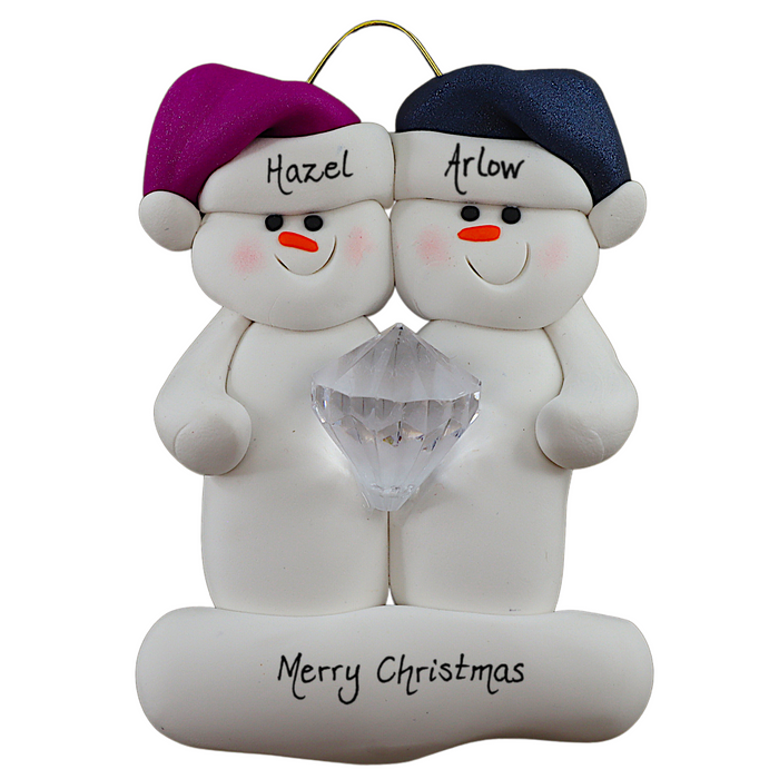 Engagement Snowmen Couple Ornament