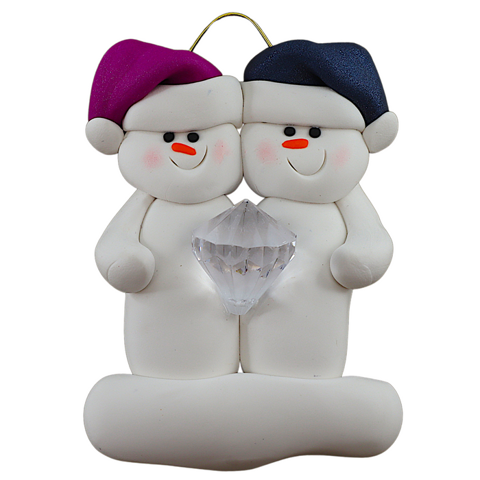 Engagement Snowmen Couple Ornament