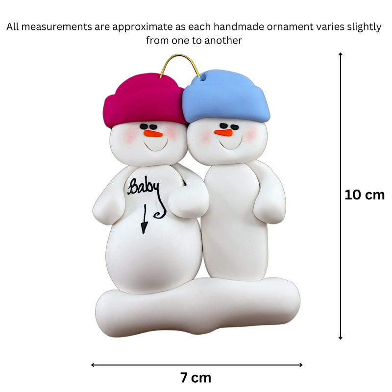 Expecting Snowmen Family of 2 Christmas Ornament