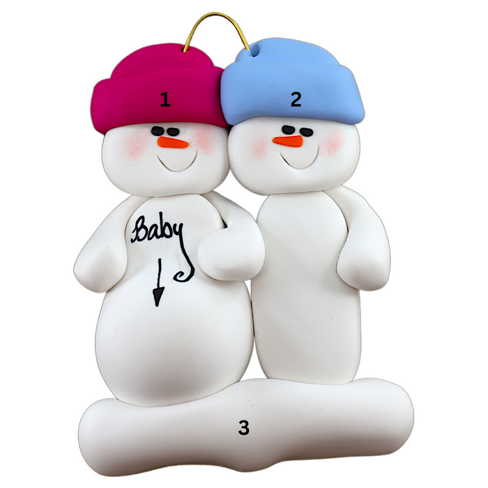 Expecting Snowmen Family of 2 Christmas Ornament