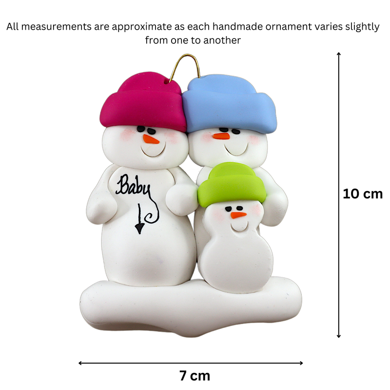 Expecting Snowmen Family of 3 Christmas Ornament