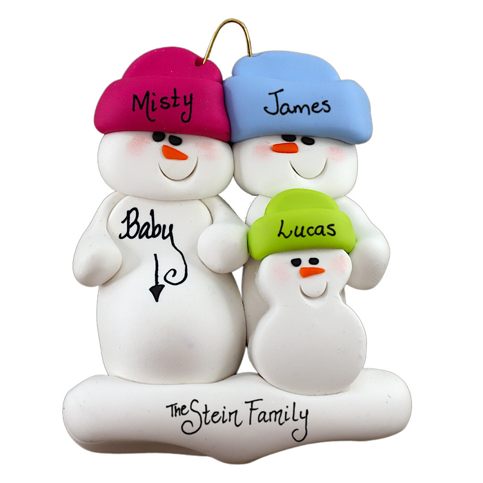 Expecting Snowmen Family of 3 Christmas Ornament