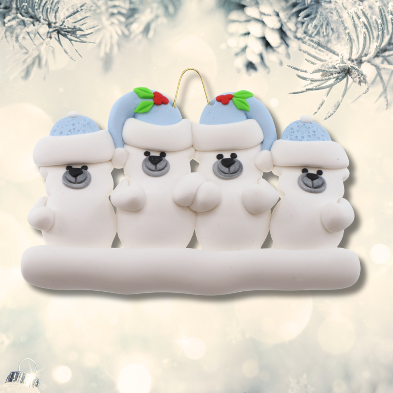 A Snowman Family of 4 Personalized Christmas Ornament