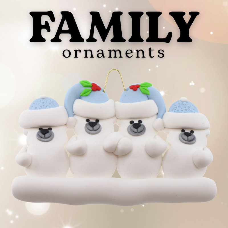 A Snowman Family of 4 Personalized Christmas Ornament