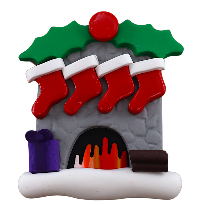 Fireplace Family of 4 Ornament