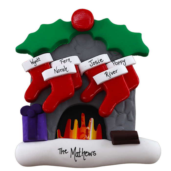 Fireplace Family of 6 Ornament