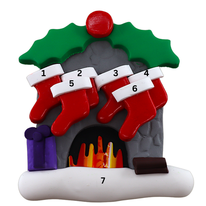 Fireplace Family of 6 Ornament