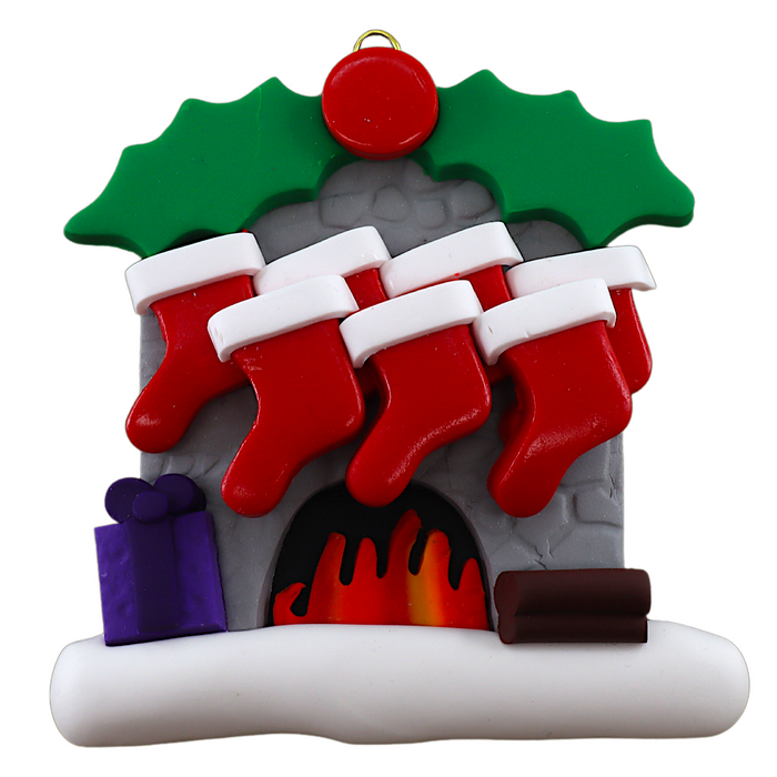 Fireplace Family of 7 Ornament