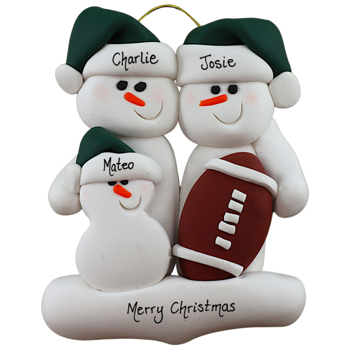 Football Snowmen Family of 3 Ornament