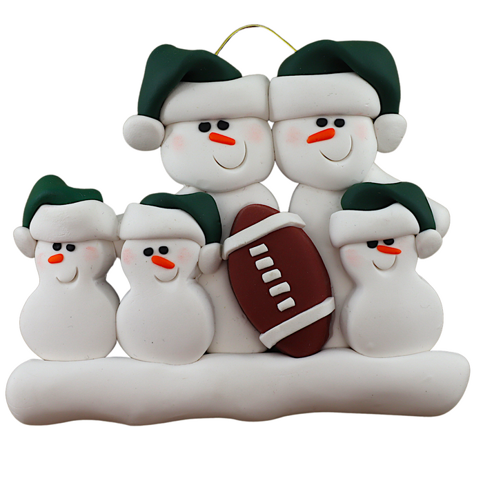 Football Snowmen Family of 5 Ornament