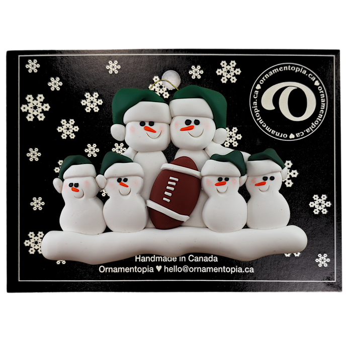 Football Snowmen Family of 6 Christmas Ornament