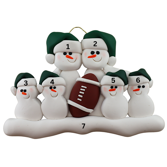 Football Snowmen Family of 6 Christmas Ornament