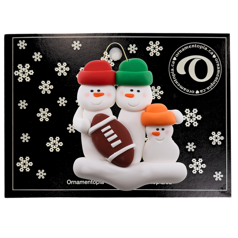 Football Family of 3 Christmas Ornament (New Colours)