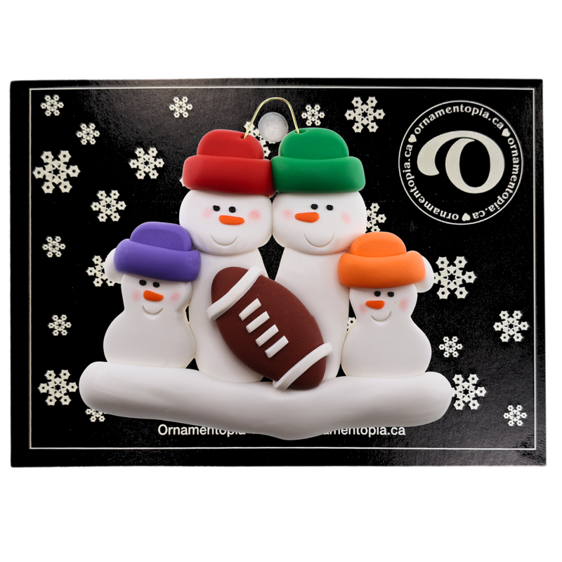 Football Family of 4 Christmas Ornament (New Colours)