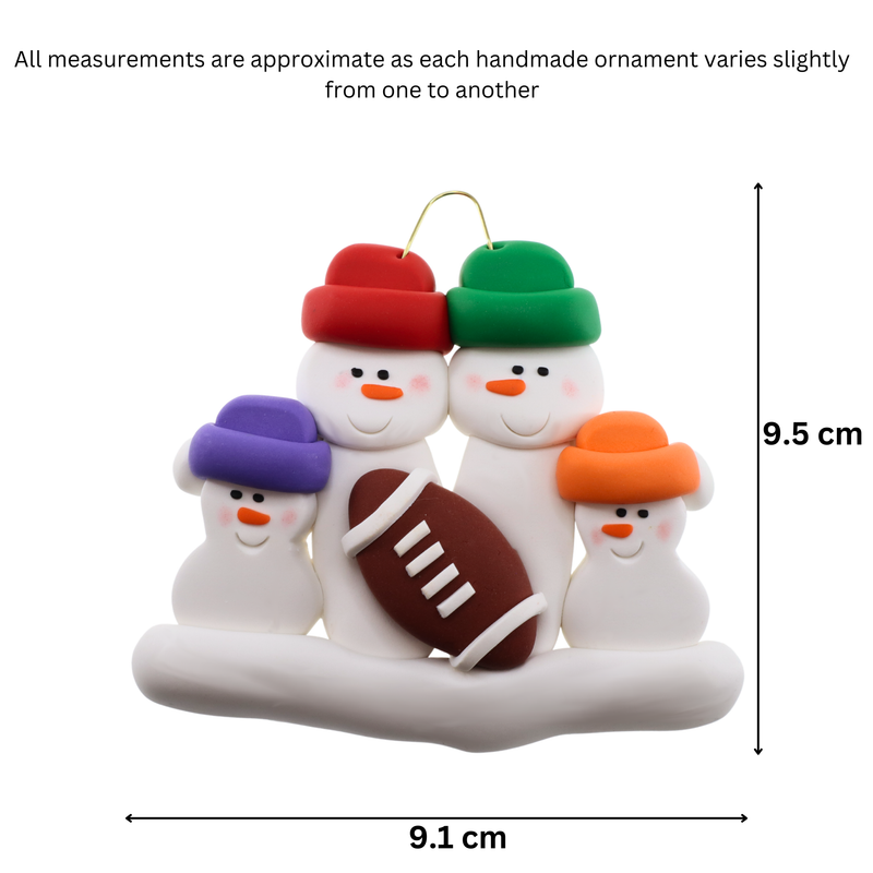 Football Family of 4 Christmas Ornament (New Colours)