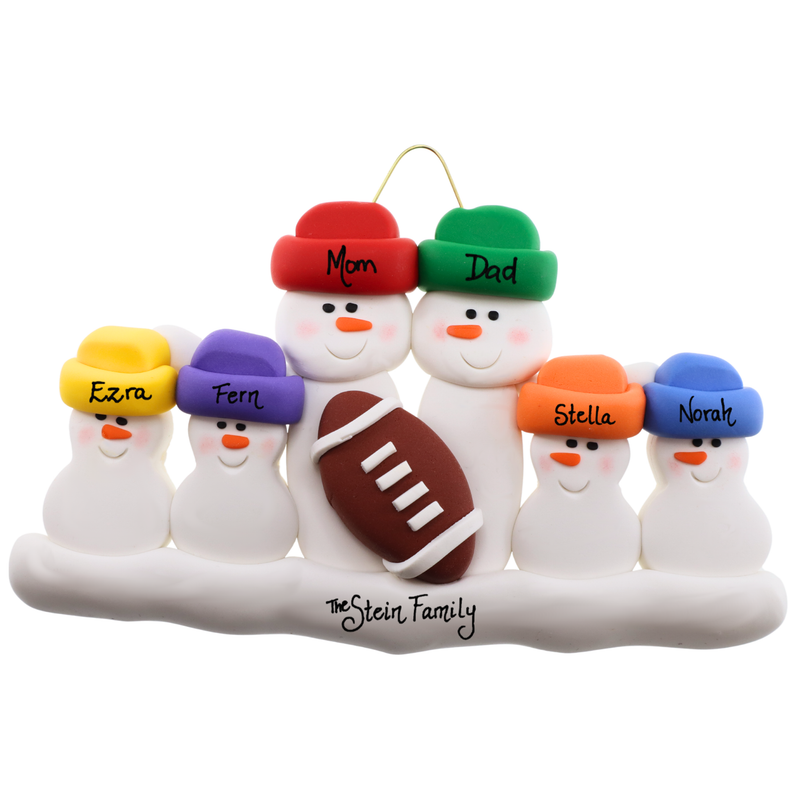 Football Family of 6 Christmas Ornament (New Colours)