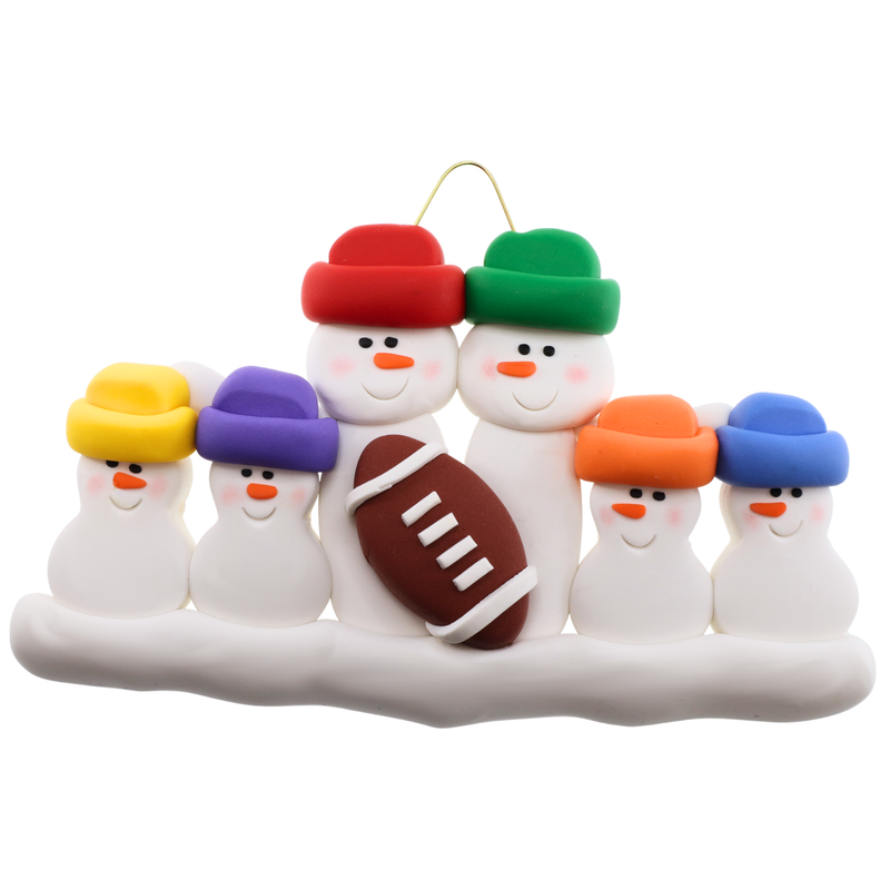 Football Family of 6 Christmas Ornament (New Colours)
