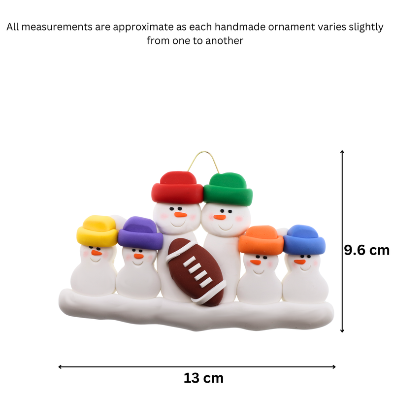 Football Family of 6 Christmas Ornament (New Colours)