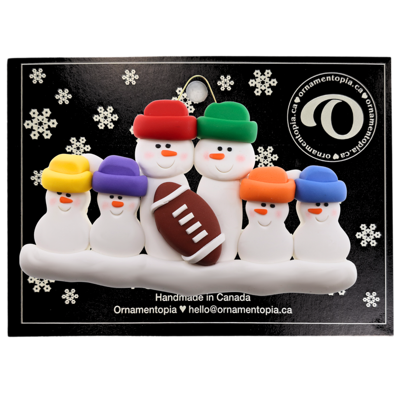 Football Family of 6 Christmas Ornament (New Colours)