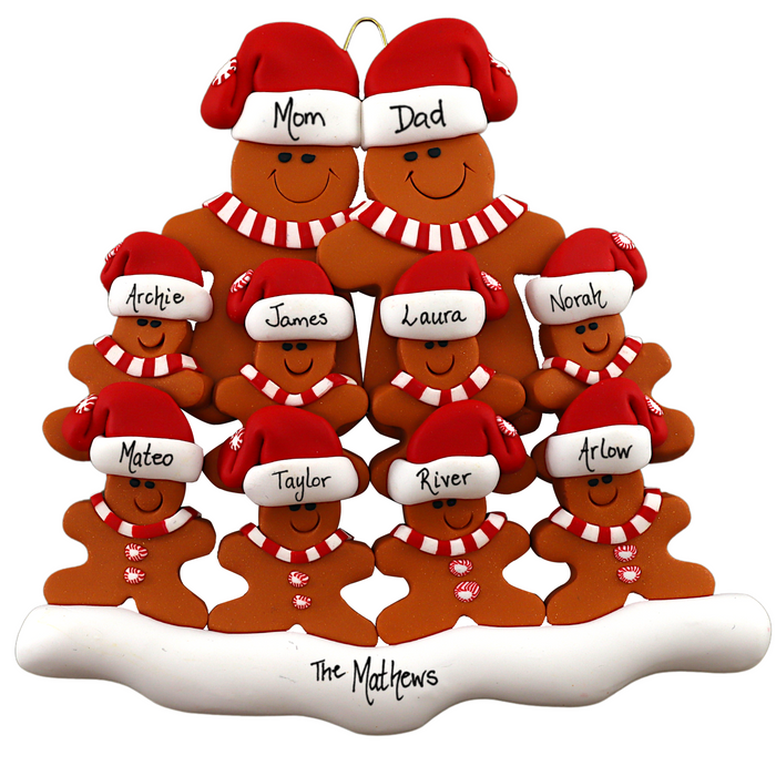 Gingerbread Family of 10 Ornament