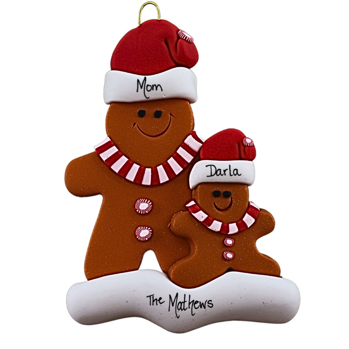 Single Parent Gingerbread Family of 2 Ornament