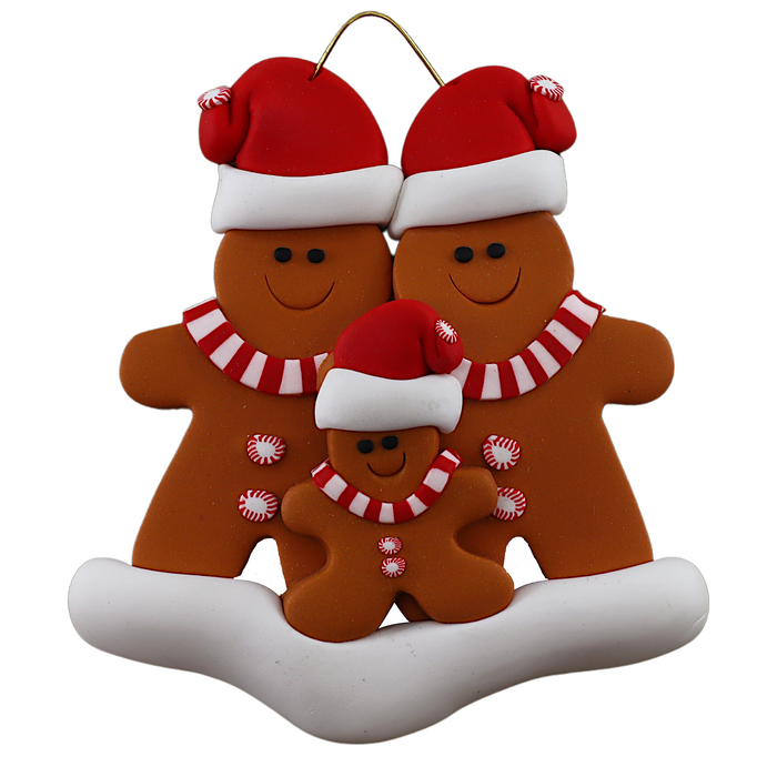 Gingerbread Family of 3 Christmas Ornament