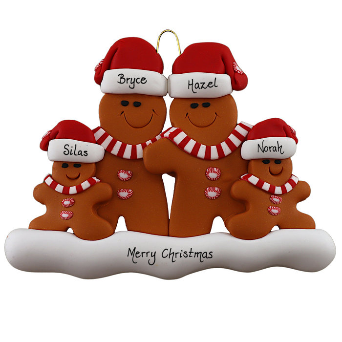 Gingerbread Family of 4 Ornament