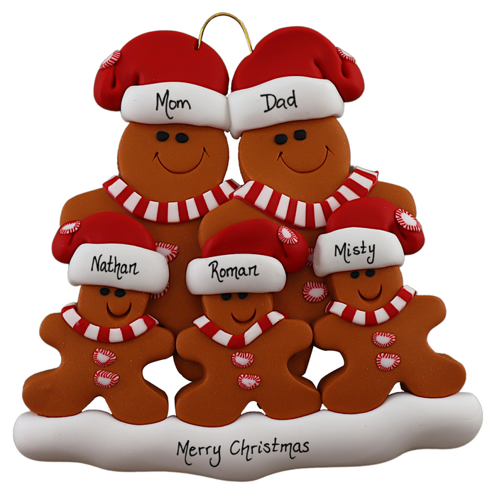 Gingerbread Family of 5 Ornament