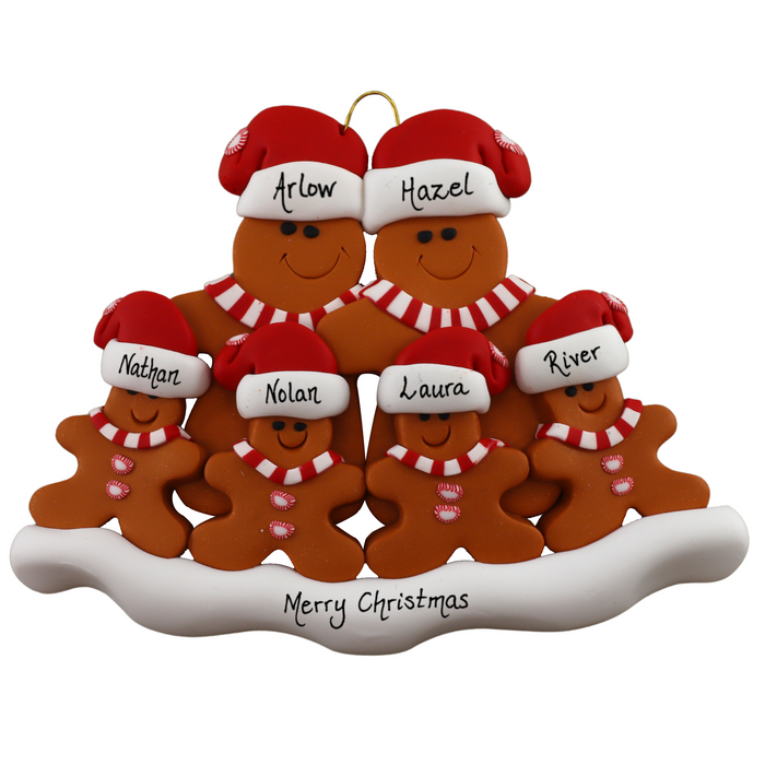 Gingerbread Family of 6 Ornament