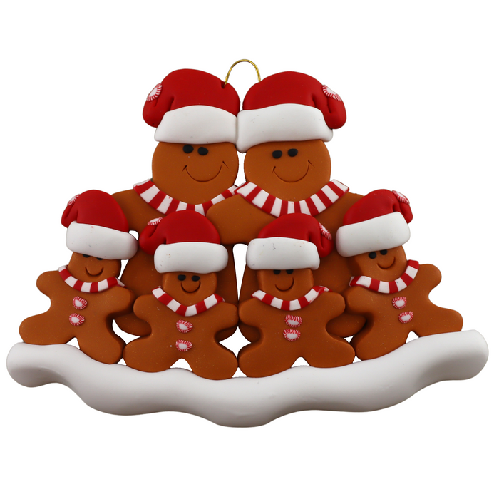 Gingerbread Family of 6 Ornament