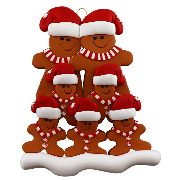 Gingerbread Family of 7 Christmas Ornament