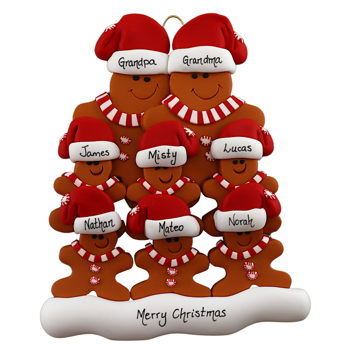 Gingerbread Family of 8 Ornament