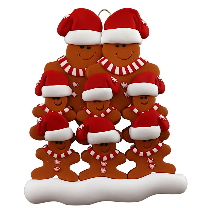 Gingerbread Family of 8 Ornament