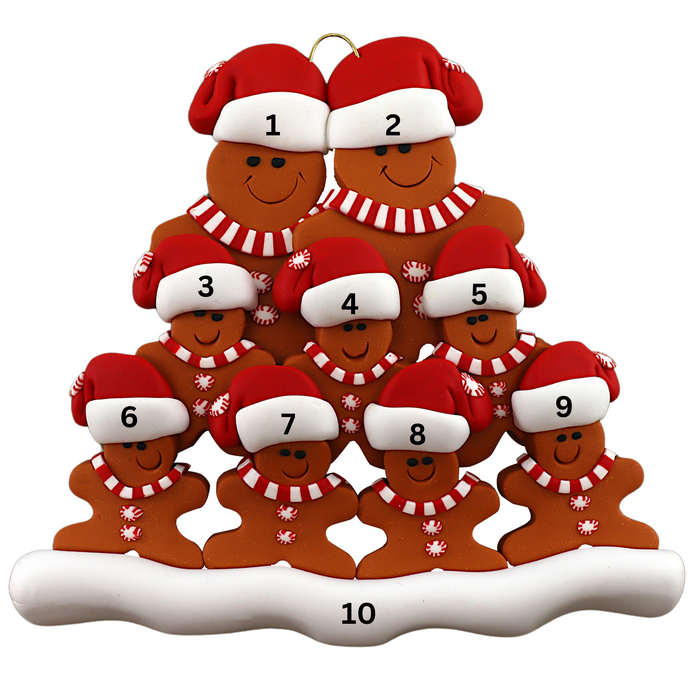 Gingerbread Family of 9 Ornament